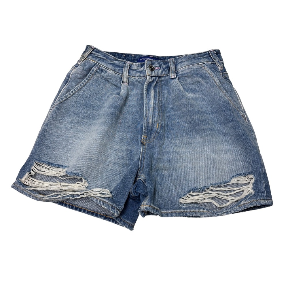 Scotch & Soda The Shore Distressed Blue Denim Shorts Womens 28X4 High Waist